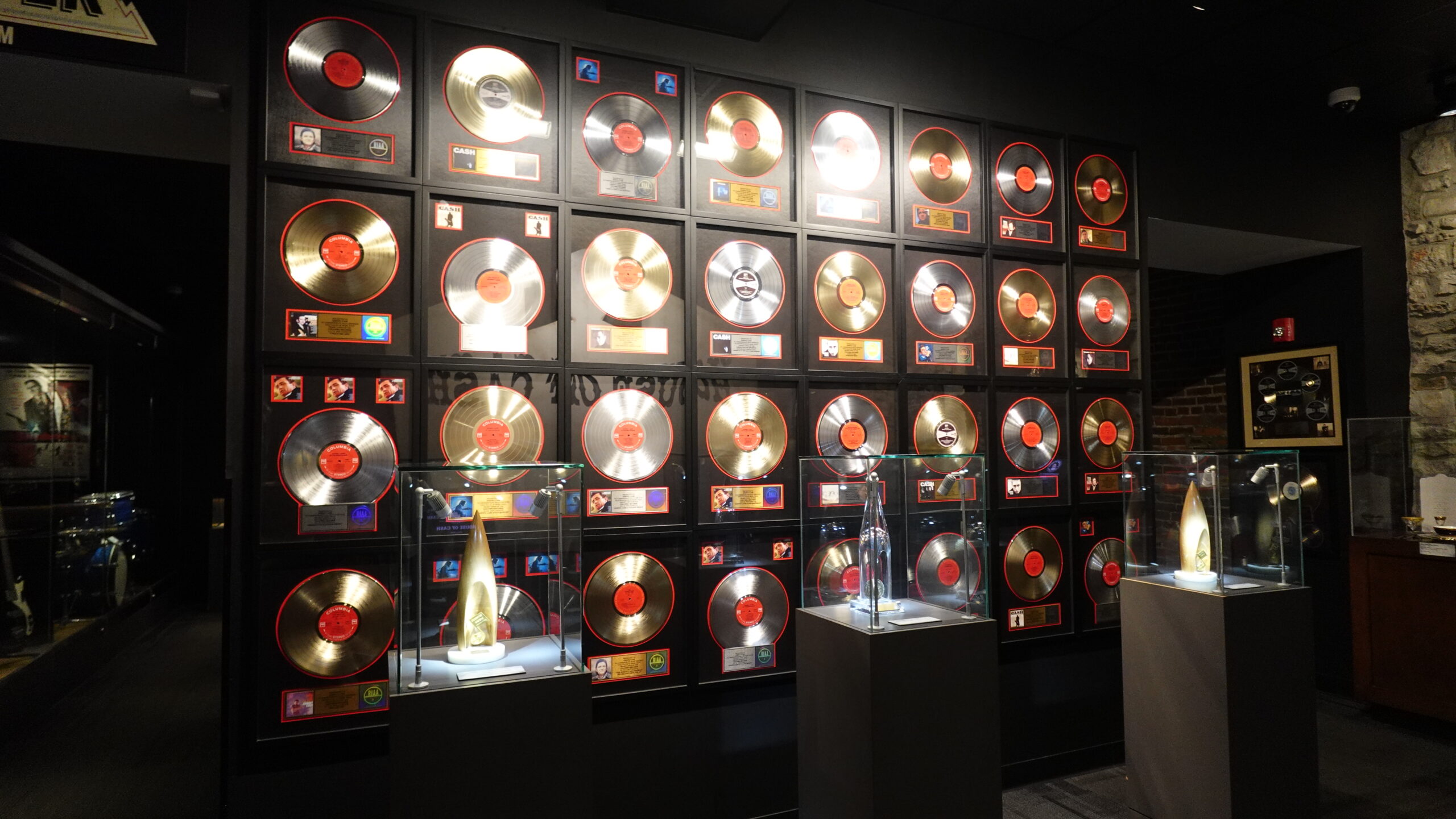 Johnny Cash museum in Nashville. Shows a wall of records